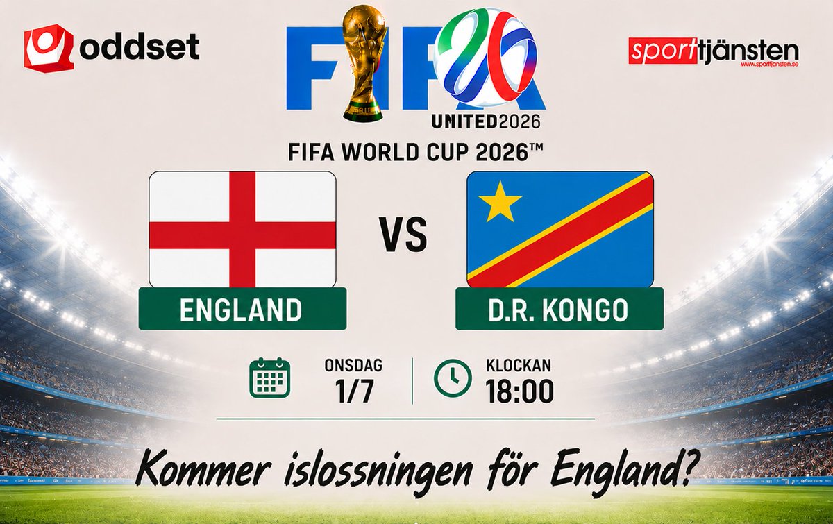 Sporttjansten's tweet photo. Härliga fotbollskvällar😍 hela tiden och nu är det Englands tur av de stora att visa upp sig. D.R. Kongo väntar och de har redan visat att de kan stänga igen. Lossnar det för England månne? Avspark redan kl. 18 och vi sitter redo med en bunt VASSA SPEL.💪 Nu jobbar vi in!🤑 https://t.co/qlNLR4xNbr