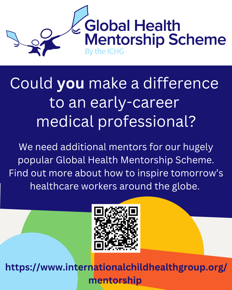 IntChildHealth's tweet photo. ICHG is urgently looking for additional mentors to join our hugely popular Global Health Mentorship Scheme.

Please share to your networks and colleagues!

Find out more and apply here:
https://t.co/O4bvFWB2rH https://t.co/VSWAmA5eQk