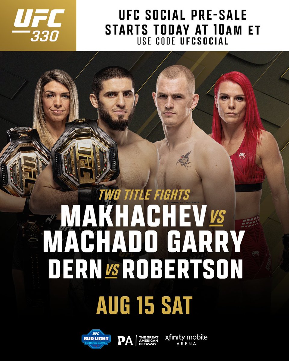 ufc's tweet photo. Social Pre-Sale is now available for #UFC330!

Get Tickets here: https://t.co/wZ74fTT4Hs https://t.co/r8g8BDtX4h