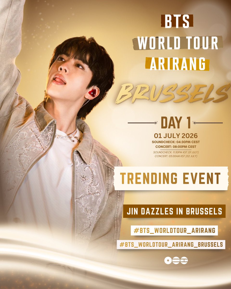 jinniesarchives's tweet photo. If you see this twt, REPOST AND REPLY:

JIN DAZZLES IN BRUSSELS
#BTS_WORLDTOUR_ARIRANG
#BTS_WORLDTOUR_ARIRANG_BRUSSELS https://t.co/BsnoTWZSRy
