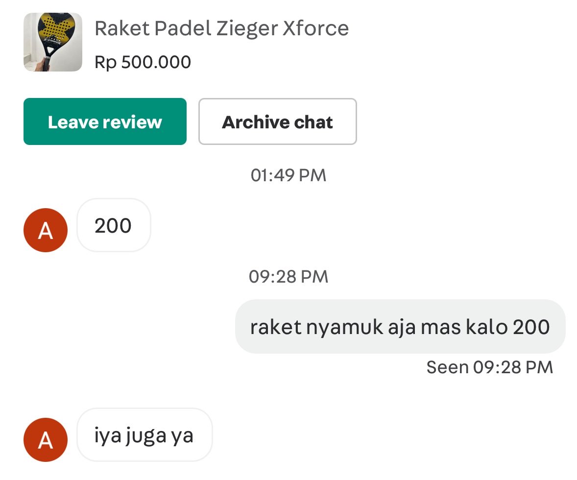 sideofmadaz's tweet photo. kesel ga lo? udah gue jual murmer masih ditawar 200🙃 https://t.co/fbzHJef7Wo