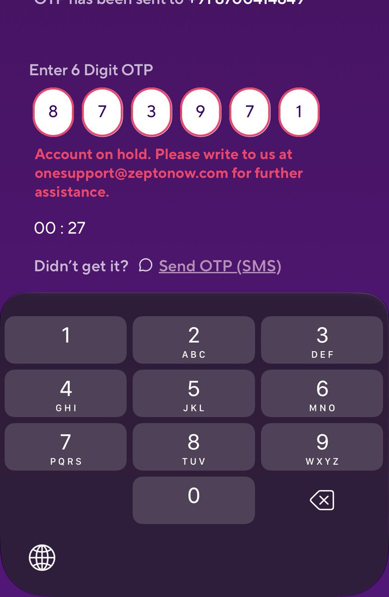 thakumsss's tweet photo. @ZeptoNow @ZeptoCares mera account bina kisi reason ke hold par chala gaya hai aur main login nahi kar pa raha hoon. Screen par error aa raha hai. Please DM check karein, main apni details bhej raha hoon taaki aap isey jaldi theek kar sakein. https://t.co/QBvXFauMX5