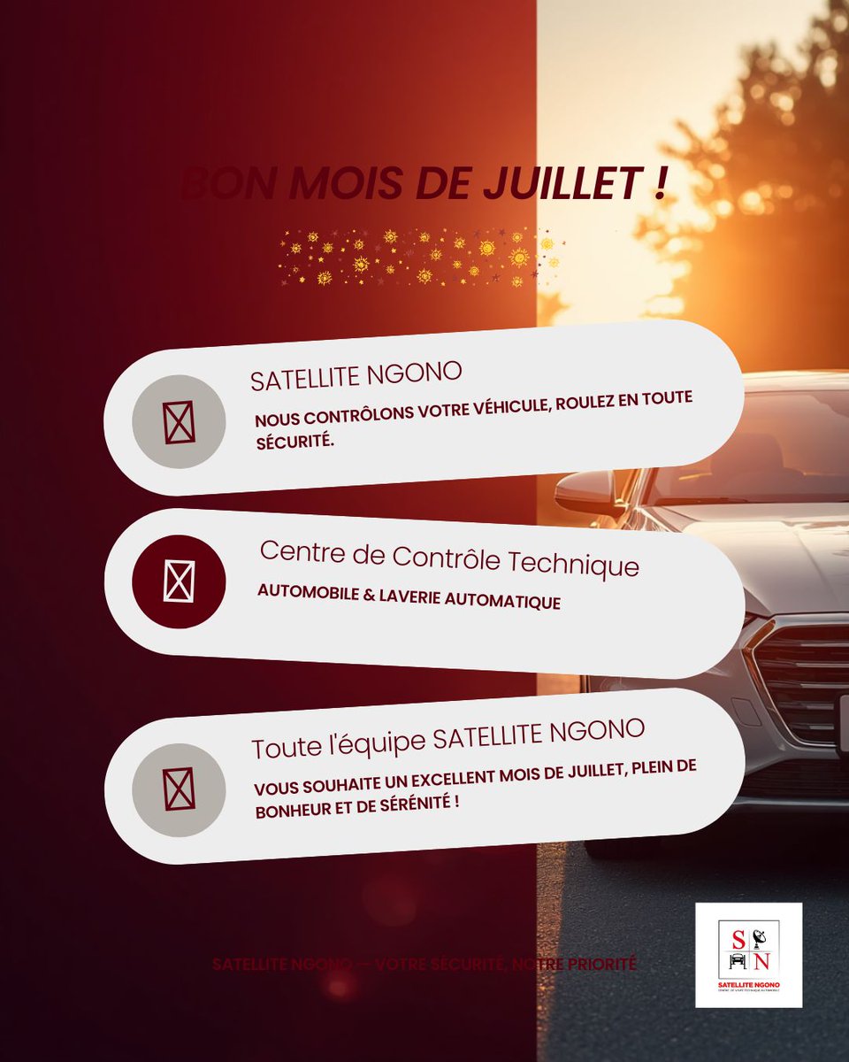 NgonoSatellite's tweet photo. Excellent mois de juillet ! Que ces 31 jours soient guidés par un courage à toute épreuve et une détermination sans faille pour réaliser tous vos projets. 
#sécuritéroutière #juillet #2026 #cameroun 
#SatelliteNgono https://t.co/AFmTcxPoIY