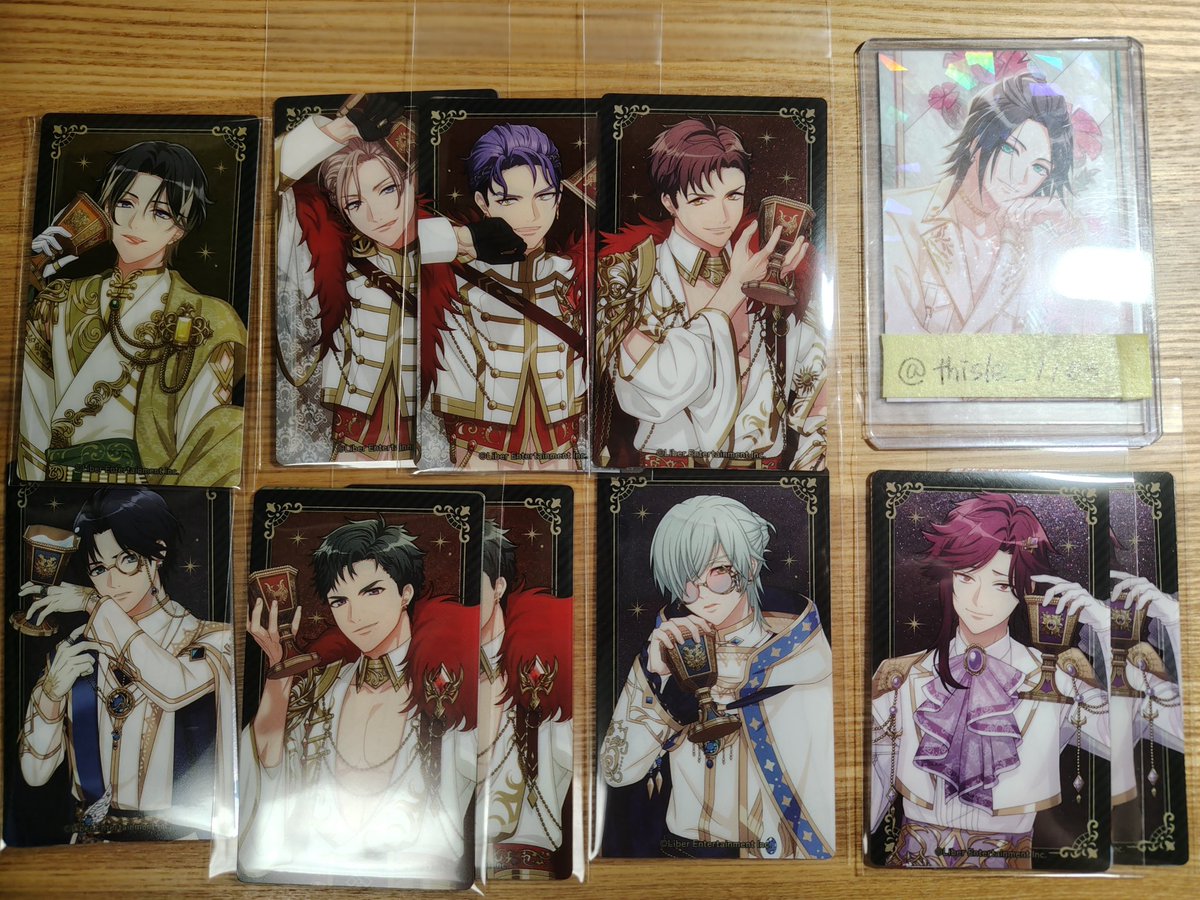 thistle_1106's tweet photo. 【交換】A3! 9周年 開花の祝詞 メタルクリアカード クリカ

譲
N 真澄 万里 十座 臣 紬 丞 密 誉
箔 天馬 太一 紬 密

求
N 莇∞ ＞千景 九門 各3
箔 莇∞＞＞千景 九門 ガイ 各1

全て開花前かつ莇含む纏めての交換希望
都内手渡しまたは郵送
検索からもお気軽にお声掛けください https://t.co/rjyK5Pr7N9