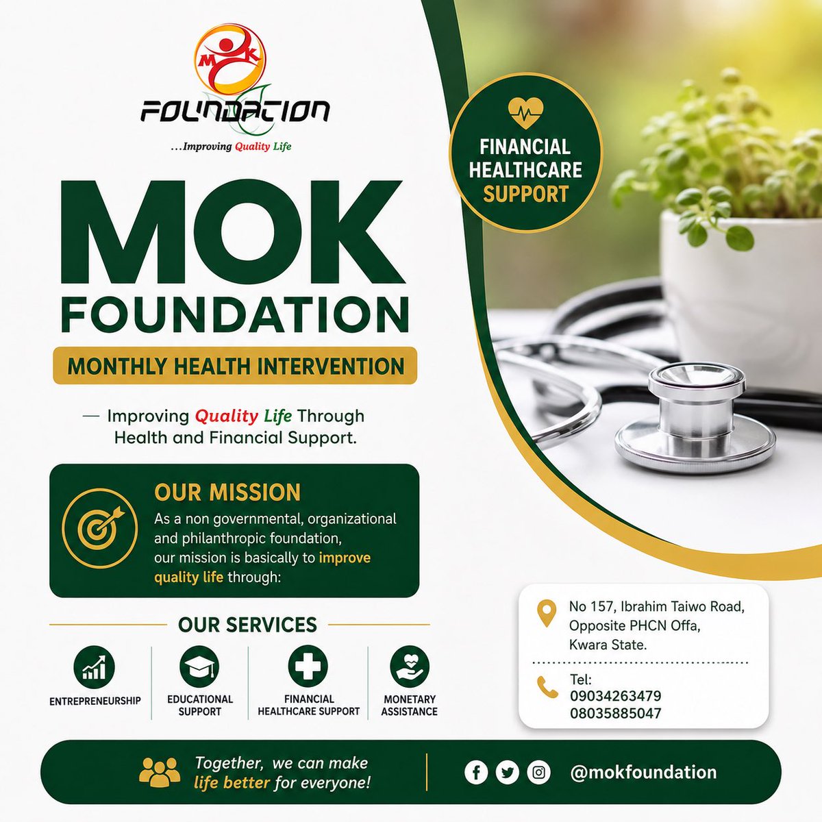 mok_foundation's tweet photo. MOK Foundation Provides Free Healthcare Support to 39 Patients in June 2026

In June 2026, MOK Foundation continued its commitment to improving access to quality healthcare by providing free healthcare support to 39 patients across our partner health facilities. https://t.co/TsyQvUcQve