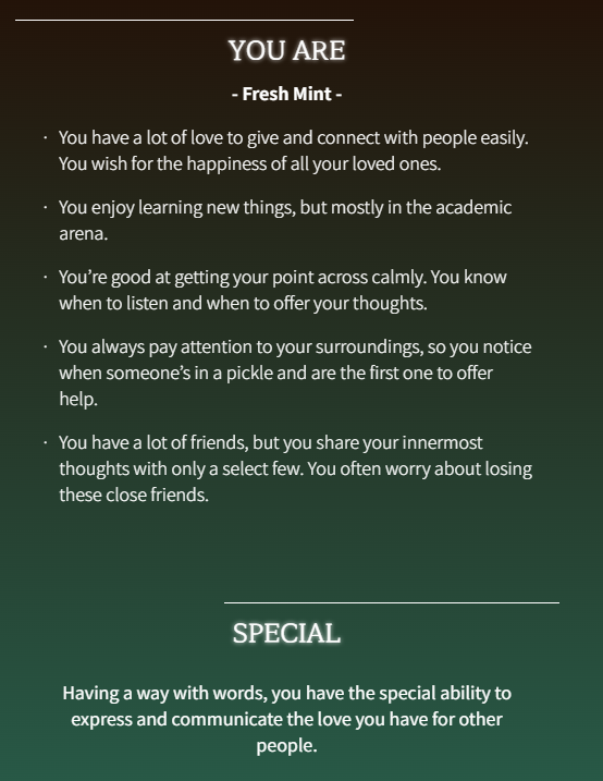 AlricVoss_FFXIV's tweet photo. Everyone has been posting this quiz, so... I caved.
I'm Fresh Mint... it described me better than I expected.

I'm the type of person people naturally come to when they need someone to listen. The type who enjoys learning, notices when someone is struggling, and genuinely wants to help.

I won't pretend that's always easy.

Sometimes caring too much is exhausting. Sometimes you give pieces of yourself to people who never intended to stay. But I'd rather continue believing in people than become someone who's afraid to care and love.

If there's one thing I've learned, it's this:
Find people who make you feel safe enough to be yourself.

The ones who respect your boundaries.
The ones who communicate.
The ones who make you laugh until your stomach hurts.
The ones who bring you peace instead of chaos.
Whether they're your FC, your best friend, your partner, or someone you met through a silly game...
Those are the people worth holding onto.
And if you're still looking...
Don't lose hope.

Someone out there is hoping to find a friend like you as well.

📸 #GPose by the incredibly talented @OfMoonlitLake 

#GPOSERS #GPOSES #FFXIVSNAPS #FFXIVSnapshots #AuRa

Quiz Link: https://t.co/MtOwOEno3l