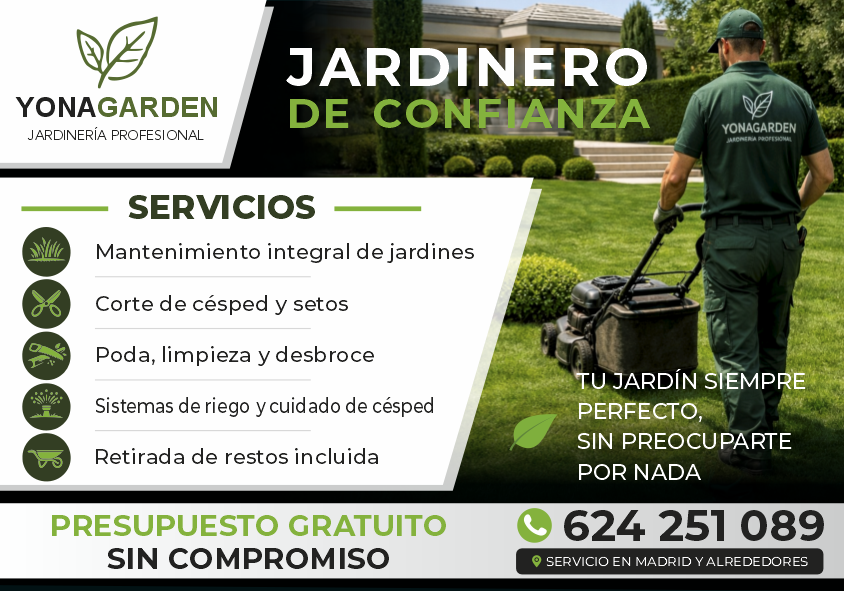 publiz_es's tweet photo. YONAGARDEN Jardinería Profesional
Tu jardín siempre perfecto, sin preocuparte de nada más
Presupuesto gratuito sin compromiso
Tel.: 624 251 089
Servicio en Madrid y alrededores
👉 https://t.co/MFQzWUBniR
#NuevoBaztán #jardinero #cesped #poda #desbroce #riego #Eurovillas https://t.co/JoSSJtxUDx