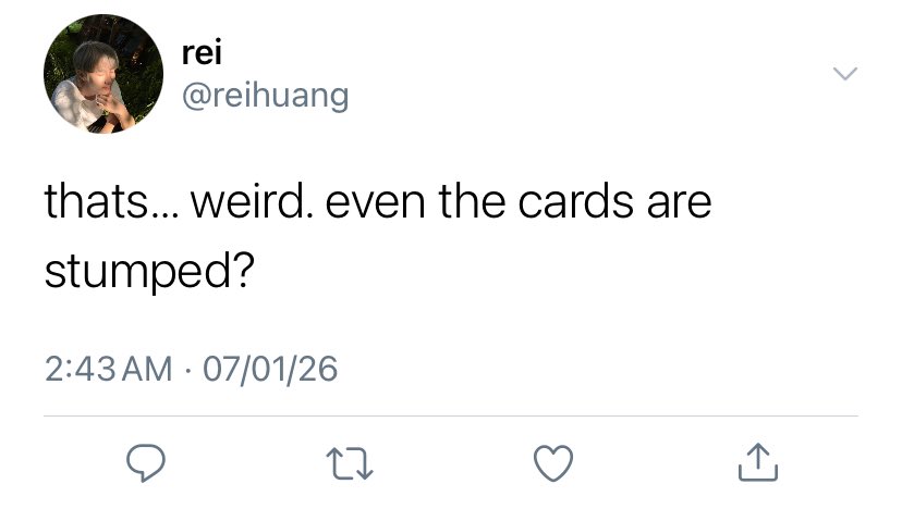 drmletters's tweet photo. written on the cards,
— a #renmin #jaemren filo au

sabi nila, nasa mga baraha ang sagot sa lahat ng katanungan at para kay rei (rj), isang bihasang tarot reader, totoo iyon.

pero paano nalang kung isang araw, makakilala siya ng taong kahit ang mga baraha ay hindi maipaliwanag? https://t.co/iZaiH6SJnY
