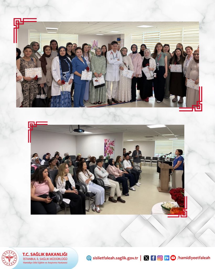 hamidiyeetfal's tweet photo. Hastanemizde Gebe Eğitim Okulu Mezuniyet Töreni Gerçekleştirildi

Hastanemizde Gebe Eğitim Okulu mezuniyet töreni gerçekleştirildi. Programa anne adaylarımızın yanı sıra hastane yöneticilerimiz, kadın hastalıkları ve doğum hekimlerimiz ile sağlık çalışanlarımız katıldı.

Programda Başhekimimiz Prof. Dr. Hasan Sinan USLU ile Sağlık Bakım Hizmetleri Müdürümüz Sümeyye ÇINAROĞLU’nun konuşmaları yer aldı. Konuşmalarda, Gebe Eğitim Okulu’nun anne ve bebek sağlığı açısından önemi vurgulanırken, yenilenen Gebe Okulumuzun fiziki imkânları ile anne adaylarına sunulan eğitim ve danışmanlık hizmetleri hakkında bilgi verildi. Gebelik sürecine bilinçli hazırlanmanın hem anne hem de bebek sağlığına sağladığı katkılara dikkat çekildi.

Törende eğitimlerini başarıyla tamamlayan anne adaylarımız da duygu ve düşüncelerini paylaşarak eğitim sürecinde edindikleri bilgi ve deneyimlerin kendileri için çok değerli olduğunu ifade etti.

Program kapsamında mezun olan anne adaylarımıza Gebe Eğitim Okulu sertifikaları ve mezuniyet belgeleri takdim edildi. Ayrıca günün anısına karanfil ile “Bilgili Anne, Sağlıklı Bebek” temalı bileklikler hediye edildi.

Program, hatıra fotoğrafı çekimiyle sona erdi.

Sağlıklı ve bilinçli bir gebelik süreci geçirmek isteyen tüm anne adaylarını, alanında uzman sağlık profesyonellerimiz eşliğinde ücretsiz eğitim ve danışmanlık hizmetlerinden yararlanmak üzere yenilenen Gebe Okulumuza bekliyoruz. Birlikte, sağlıklı nesiller için bilinçli anneliğe ilk adımı atalım.