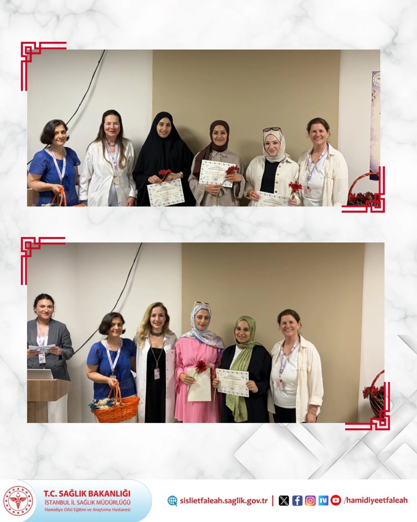 hamidiyeetfal's tweet photo. Hastanemizde Gebe Eğitim Okulu Mezuniyet Töreni Gerçekleştirildi

Hastanemizde Gebe Eğitim Okulu mezuniyet töreni gerçekleştirildi. Programa anne adaylarımızın yanı sıra hastane yöneticilerimiz, kadın hastalıkları ve doğum hekimlerimiz ile sağlık çalışanlarımız katıldı.

Programda Başhekimimiz Prof. Dr. Hasan Sinan USLU ile Sağlık Bakım Hizmetleri Müdürümüz Sümeyye ÇINAROĞLU’nun konuşmaları yer aldı. Konuşmalarda, Gebe Eğitim Okulu’nun anne ve bebek sağlığı açısından önemi vurgulanırken, yenilenen Gebe Okulumuzun fiziki imkânları ile anne adaylarına sunulan eğitim ve danışmanlık hizmetleri hakkında bilgi verildi. Gebelik sürecine bilinçli hazırlanmanın hem anne hem de bebek sağlığına sağladığı katkılara dikkat çekildi.

Törende eğitimlerini başarıyla tamamlayan anne adaylarımız da duygu ve düşüncelerini paylaşarak eğitim sürecinde edindikleri bilgi ve deneyimlerin kendileri için çok değerli olduğunu ifade etti.

Program kapsamında mezun olan anne adaylarımıza Gebe Eğitim Okulu sertifikaları ve mezuniyet belgeleri takdim edildi. Ayrıca günün anısına karanfil ile “Bilgili Anne, Sağlıklı Bebek” temalı bileklikler hediye edildi.

Program, hatıra fotoğrafı çekimiyle sona erdi.

Sağlıklı ve bilinçli bir gebelik süreci geçirmek isteyen tüm anne adaylarını, alanında uzman sağlık profesyonellerimiz eşliğinde ücretsiz eğitim ve danışmanlık hizmetlerinden yararlanmak üzere yenilenen Gebe Okulumuza bekliyoruz. Birlikte, sağlıklı nesiller için bilinçli anneliğe ilk adımı atalım.