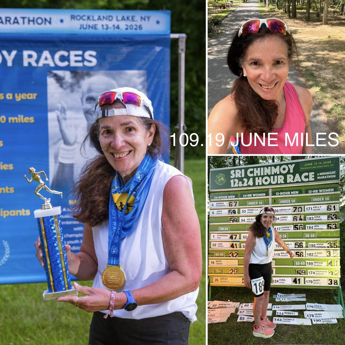 ultramiriam's tweet photo. June miles ✅
Including 43.6788 miles at Sri Chinmoy 12hr ultra
A 1st place female finish in the 60-69 age group & 7th OA.
Super grateful! 🙂
Here's to July maintenance miles!
It's hot out there!
Stay cool. Stay hydrated.
#junemiles #srichinmoy12hr
#firstplacefemale #agegroup https://t.co/ov2gFxTUJ1