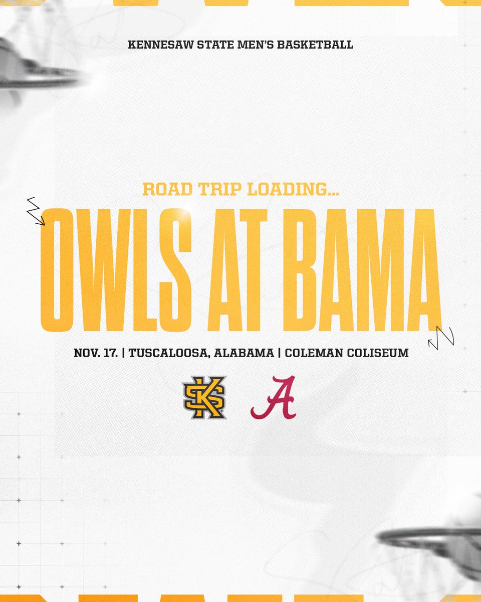 KSUOWLSMBB's tweet photo. SEC challenge awaits. 🦉

Kennesaw State travels to Alabama for a Nov. 17 contest in Tuscaloosa.

#SOLID | #HootyHoo 🦉🏀 https://t.co/GlM6UrSSHv