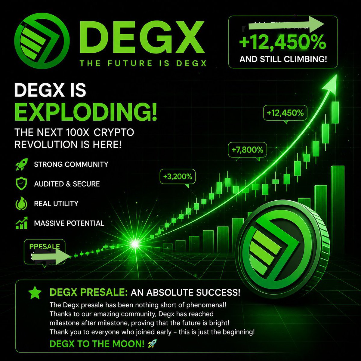 Nikky6000's tweet photo. @CryptoThro $DEGX to the moon https://t.co/teZVFf0af2