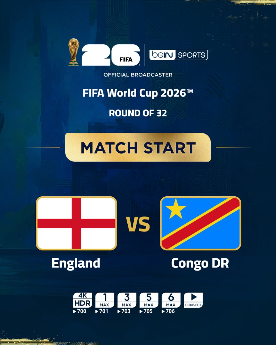 A_mapbpilsli431's tweet photo. 🏴󠁧󠁢󠁥󠁮󠁧󠁿 England vs Congo DR 🇨🇩

🏟️ Atlanta Stadium
📺 Watch LIVE on beIN SPORTS MAX 5

📦 Subscribe now 👇

🔗 https://t.co/fMF6Mcclsb 
📱 https://t.co/6GHQzT0rEL

#FIFAWorldCup | #beINWC26 https://t.co/hkGKf96o6z