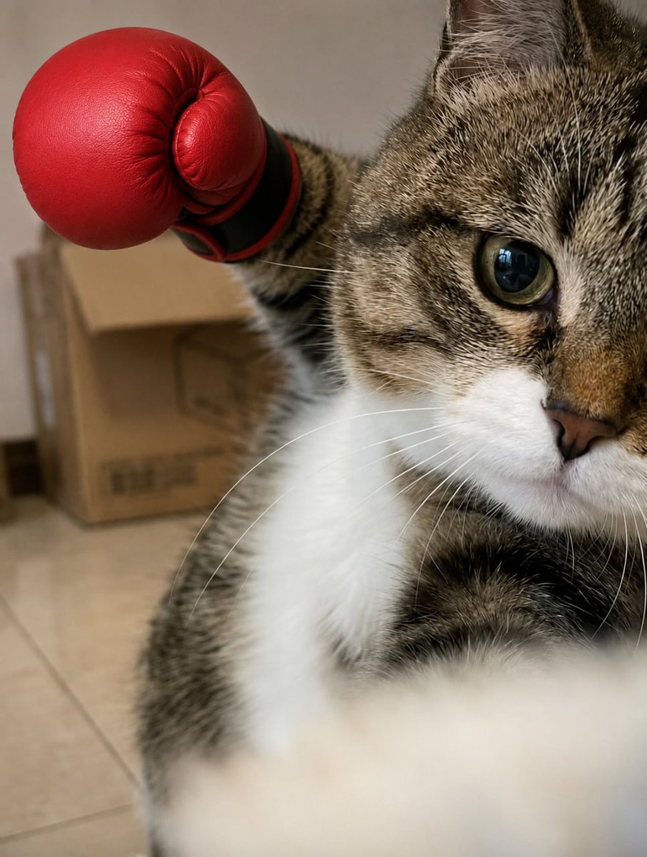 4devvvv's tweet photo. I THINK I'VE JUST FOUND THE NEXT CAT RUNNER,

This cat punching is going viral on X with 600k views in less than 24 hours

There were so many cat runners today and this deserves to run because of the og vibes it gives

Literally infinite meme possibility, you can put anything on the cat's hand and give you a feel of the old times trenching

$Punch - Punch Cat