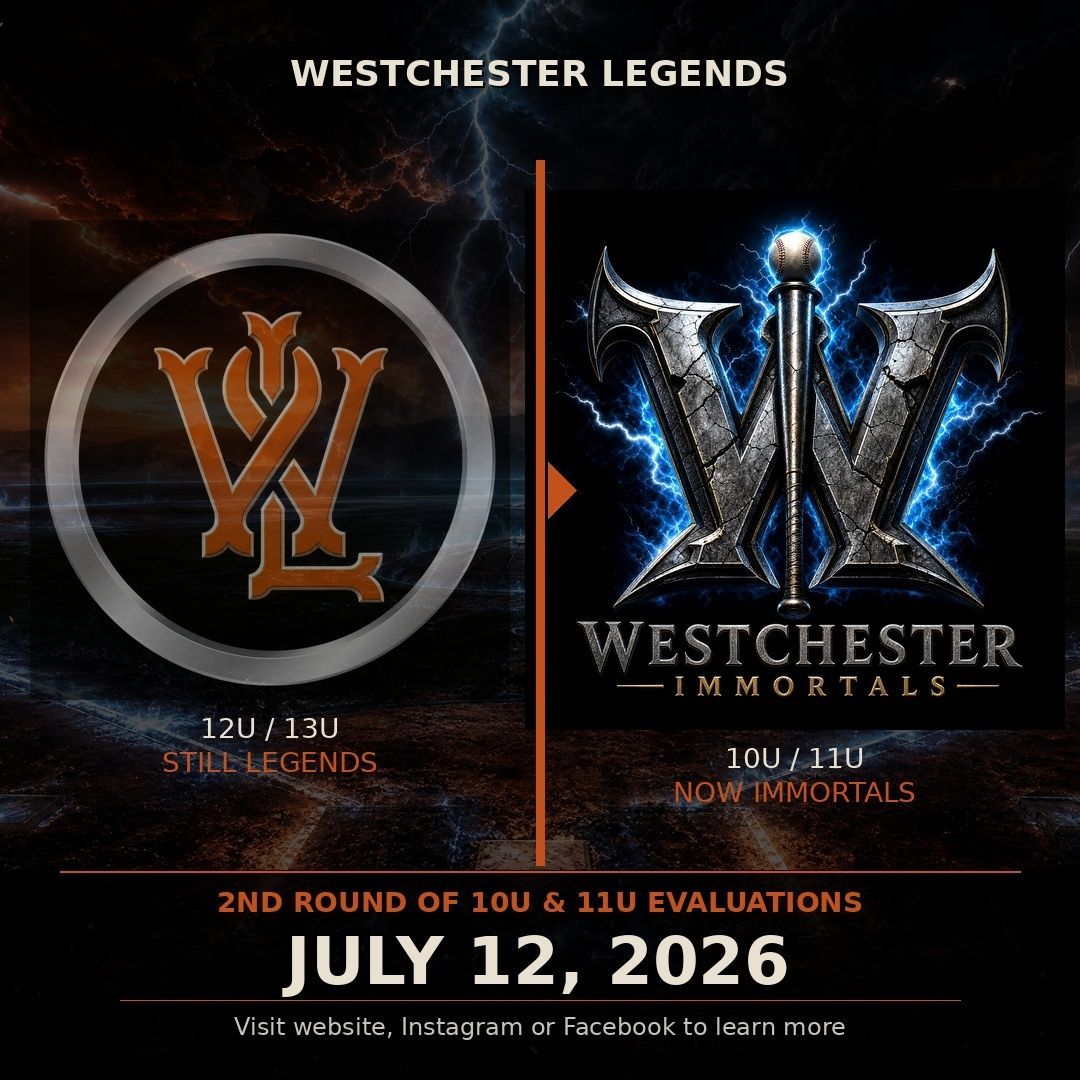 WeareWCLegends's tweet photo. The Legends are evolving.
10U &amp; 11U teams are becoming the Westchester Immortals. ⚡
12U/13U? Still Legends.
2nd Round Evaluations — July 12.
https://t.co/vdkvBJ8HIF https://t.co/evDjKsAuYj