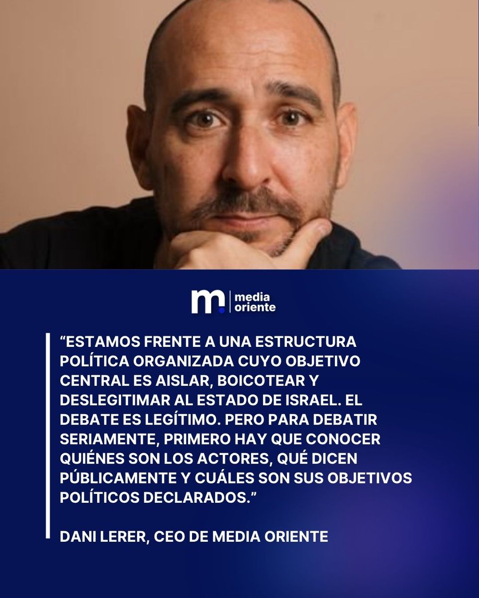MediaOriente's tweet photo. "Estamos frente a una estructura política organizada cuyo objetivo es aislar, boicotear y deslegitimar al Estado de Israel... El debate es legítimo, pero para debatir seriamente hay que conocer quienes son los actores y qué dicen públicamente"

@danilerer, CEO de Media Oriente https://t.co/n4z8TH7MzI