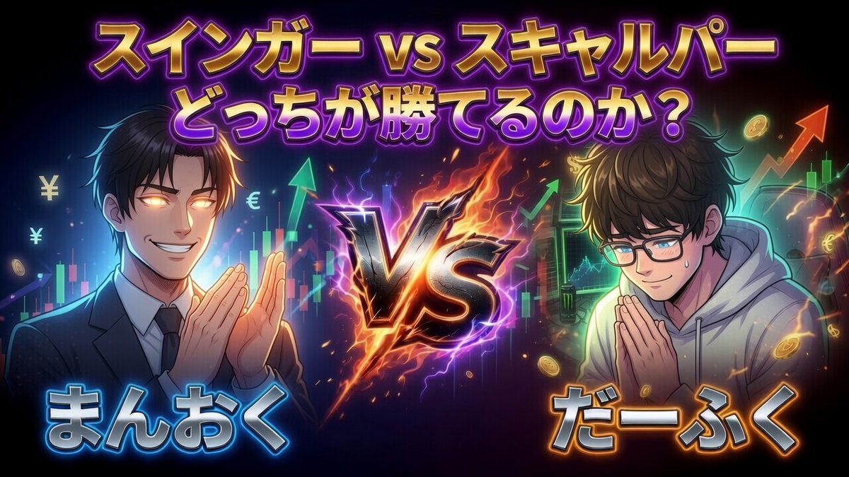 1mannoku's tweet photo. 【6月コラボ企画】
FXトレード対決「どっちが勝てるのか？」
スインガー vs スキャルパー　トレード対決

対戦相手：だーふくさん
@da_fuku_fx

【結果発表】
まんおく(スインガー)
獲得：-69pips
勝率：66%(103勝53敗)
月利：-9.9%

だーふく(スキャルパー)
獲得：+385pips
勝率：81%(328勝77敗)
月利：7.56%

【勝者だーふくさん】

えー惨敗ですｗｗｗ
最終週まではぼくがリード

そこからのドル暴騰で
-600pipsやらかす🙄
これでも大分戻したんですが…

対戦ありがとうございました🙏