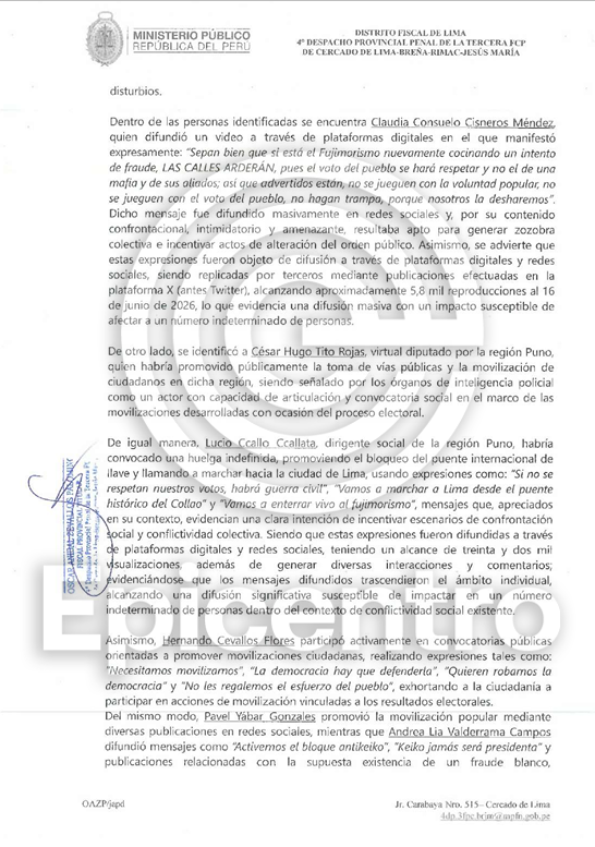 Epicentro_TV's tweet photo. 🔴Fiscal que recibió la denuncia contra Claudia Cisneros, Hernando Cevallos, Antauro Humala, Cesar Tito y Lucio Ccallo se inhibe de continuar con la investigación y deriva el caso a la quinta Fiscalía a la que se le han asignado los casos de presuntos delitos contra la voluntad popular.