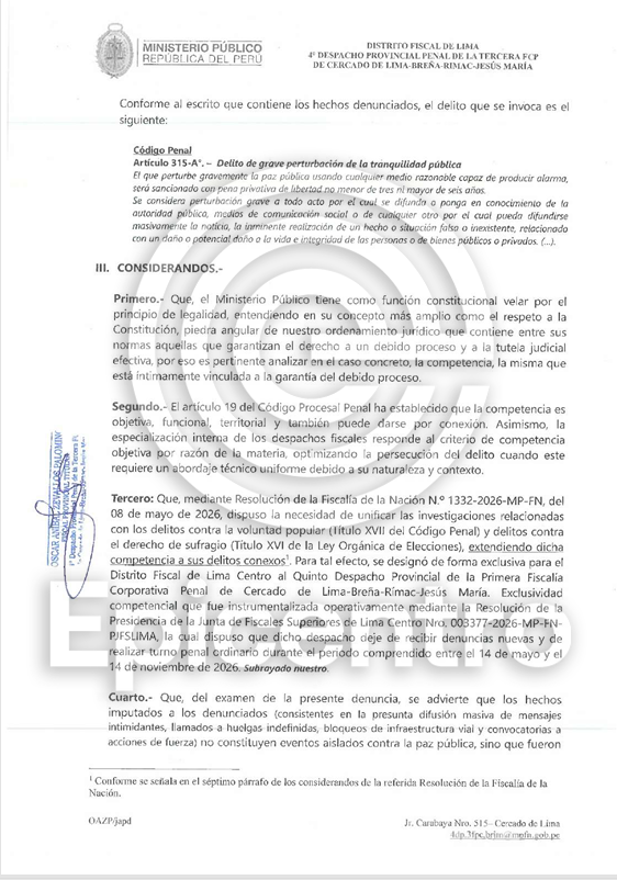 Epicentro_TV's tweet photo. 🔴Fiscal que recibió la denuncia contra Claudia Cisneros, Hernando Cevallos, Antauro Humala, Cesar Tito y Lucio Ccallo se inhibe de continuar con la investigación y deriva el caso a la quinta Fiscalía a la que se le han asignado los casos de presuntos delitos contra la voluntad popular.
