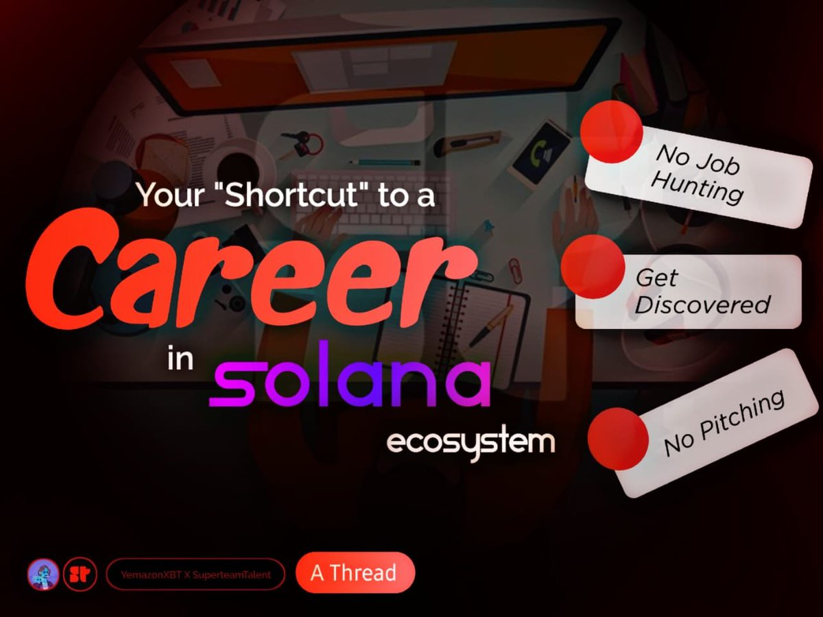 yemazon_kraft's tweet photo. No matter how skilled or talented you are...

Finding a job in Web3 isn't as simple as sending a resume.

Especially in the Solana ecosystem.

The opportunities are there.

But so is the competition.

That's exactly why @SuperteamTalent  exists ⇣ https://t.co/nwAIVgM5IO