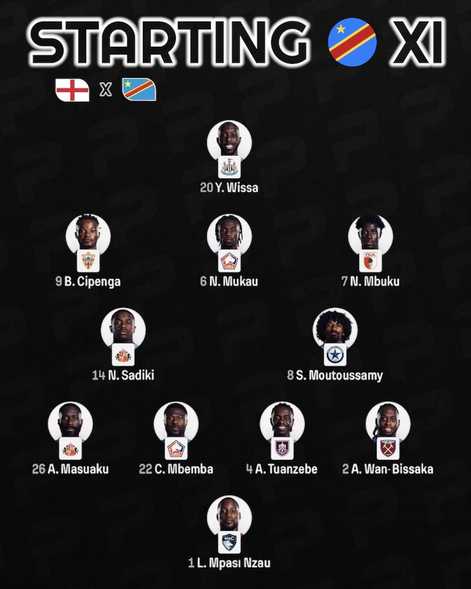 ProFoot_HQ's tweet photo. 📋 OFFICIAL STARTING XI 📋

🏴󠁧󠁢󠁥󠁮󠁧󠁿 England vs 🇨🇩 DR Congo

🏆🌍 World Cup 2026 (Round of 32) https://t.co/617fDHli2x