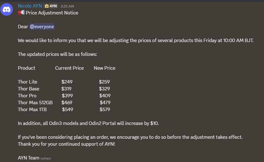 Wario64's tweet photo. AYN Thor - Max 16GB/1TB is $508.73 on Aliexpress US w/ code Wario70  https://t.co/9r2tUiFhhZ #ad 

Max 16GB/512GB $432.56 w/ code Wario70
Pro 12GB/256GB $386.78 w/ code Wario55

add about $24 + taxes for shipping to USA

AYN Store (price increase July 2, 7 PM PT) https://t.co/qBtQDcQNbs