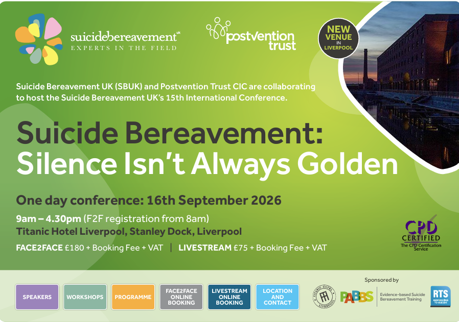 SJMcDonn's tweet photo. Liverpool hosts Suicide Bereavement UK's international  conference for the first time. Global speakers. Attendees from 16 countries. 15 years of impact. 

If you work in postvention, this is the conference to attend. 

Register:https://t.co/1sbkLknuk0  
 
 #sbukconf26 https://t.co/pp2Ipf9knm