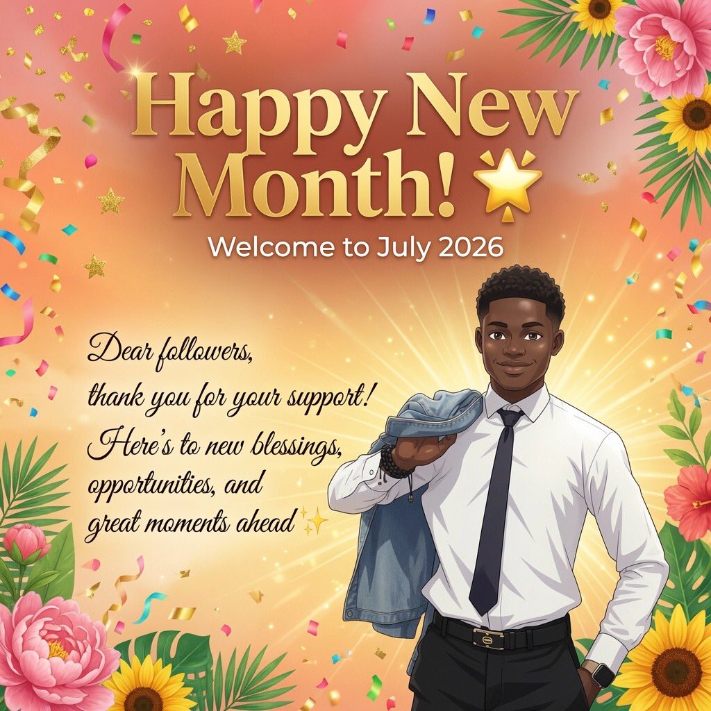 Davyson67's tweet photo. 🌟 Happy New Month, everyone! 

Welcome to an amazing July 2026 ✨ Thank you for rocking with me.

let's crush our goals this month ✅💯

#HappyNewMonth #July2026 #NewMonthNewVibes https://t.co/8z2Z5QToH4