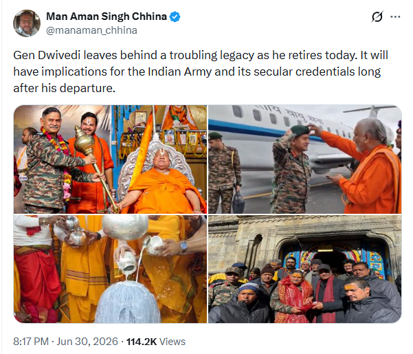 KesariDhwaj's tweet photo. The very last thing which General Dwivedi needs is a certificate on professionalism from someone who passes military gossip as defence reporting. https://t.co/EFsnDTKhT3
