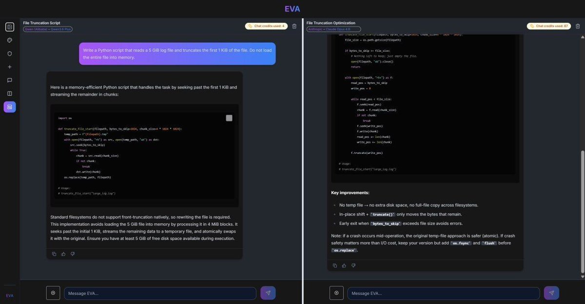 evaonlineai's tweet photo. Before: 1 AI drafts the answer.
After: 2 AIs split the job: Claude writes the concise version on the left, GPT or Gemini audits assumptions on the right.

That second pane changes the workflow. You are not asking another model to “make it better.” You are asking it to catch missing constraints, weak logic, and the quiet little lies that polished AI output loves to hide.

This is the part people skip when automation gets loud. Drafting is cheap. Acting on an unchecked draft is not.

Split Chat is built for that gap: write in one session, verify in another, keep both contexts visible, then decide what survives.

Useful rule: if the output can affect a customer, a contract, a hiring decision, or a production system, do not let one model grade its own homework.

Use Split Chat before sending high-stakes AI output.