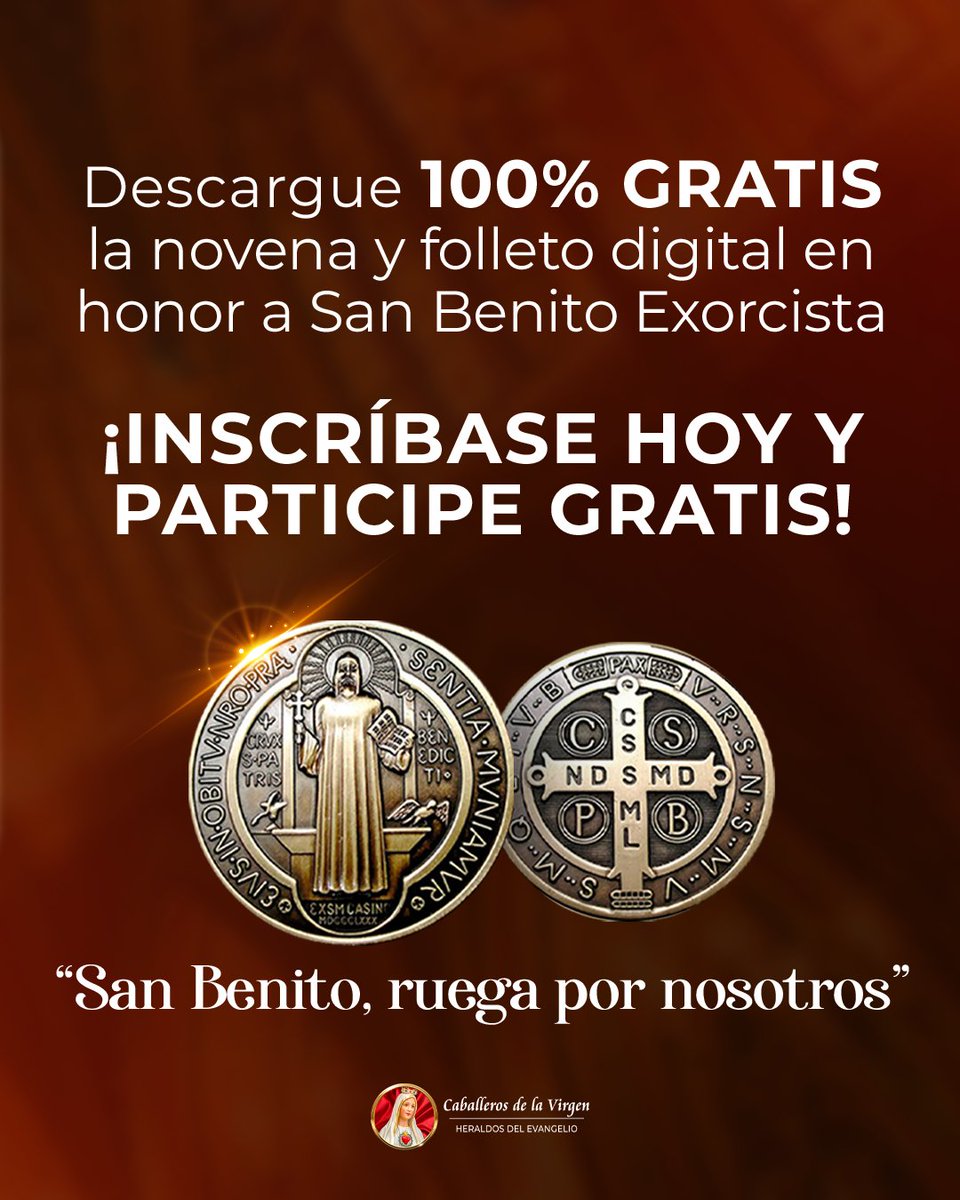 Cab_Ecuador's tweet photo. Alejemos al demonio y las tentaciones de nuestras vidas con la intercesión de los Santos y Ángeles.

Regístrese GRATIS y sea parte del curso online de #CombateEspiritual.

https://t.co/7N9Abb6K1z 

✨Con su registro esta participando del sorteo de una Medalla de #SanBenito. https://t.co/RZYwwPPOn4