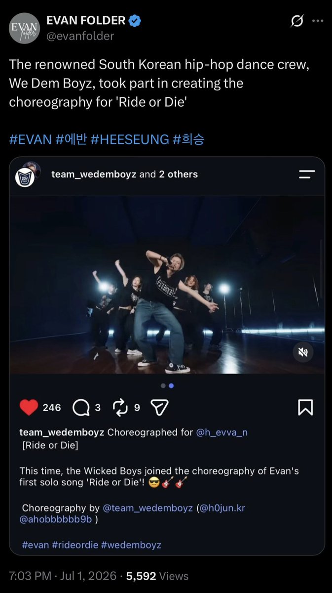 evanstarry's tweet photo. Ride or Die was choreographed by a professional Japanese dancer and a South Korean hip-hop dance crew.

I hope this finally shuts some of you up. This choreography was created by experienced professionals. It’s definitely not some “bad choreography” like some of you have been claiming.

At this point, it’s clearly not about the choreography. You just don’t like Evan and use it as an excuse to hate on him. Now that you’ve seen the behind-the-scenes process, I hope you’ll finally keep your mouths shut about it. Because if you still keep doing it, you’ll just look like pathetic losers who keep hating on someone for no reason at all