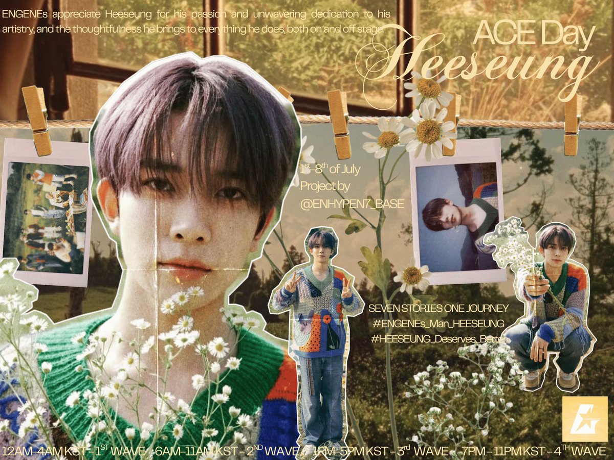 1009_ENtags's tweet photo. ENGENE! It’s the 2nd of July 12AM KST and Day 2 of Project Seven: Appreciation and Unity, created by @ENHYPEN7_BASE ★ 

Today we show appreciation to our ace Heeseung 🦌 who continues to create a strong impact with his talent, versatility and unwavering dedication to his artistry. His passion is inspirational and he always raises the standard on every stage. ENGENEs cherish his voice and sincerity, which always shines through everything he does. Heeseung, thank you for your hard work throughout the years and for sharing your story with us through music. We will continue to support you every step of the way. 

ENGENEs appreciate Heeseung for his passion and unwavering dedication to his artistry, and the thoughtfulness he brings to everything he does, both on and off stage.

SEVEN STORIES ONE JOURNEY

#ENGENEs_Man_HEESEUNG
#HEESEUNG_Deserves_Better