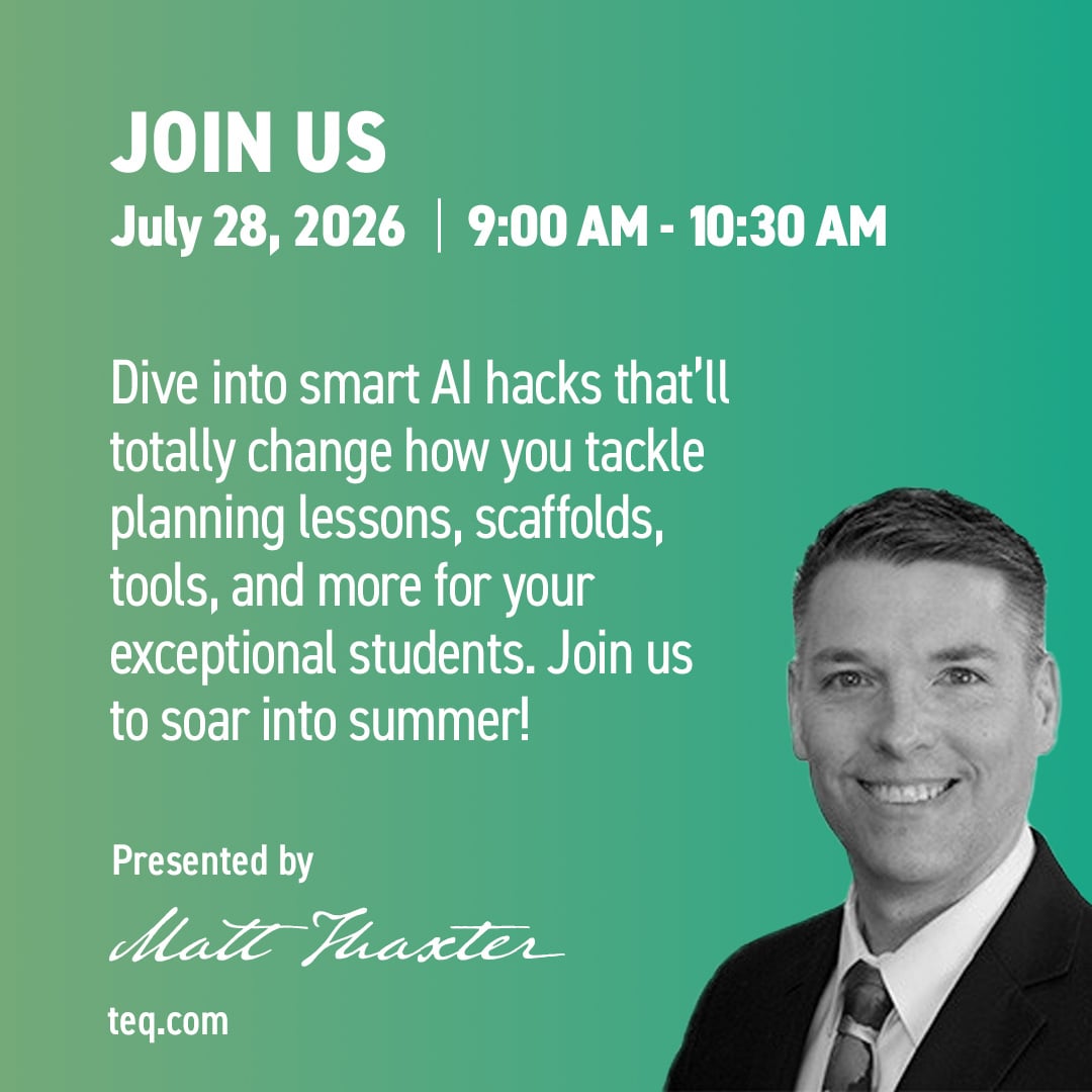 OTIS4educators's tweet photo. Future-proof your classroom! Join Teq’s virtual summer PD session on 7/28 at 9AM EDT to elevate learning for exceptional students. Learn to leverage AI for personalized instruction, IEP tracking &amp; tailored exams! Register here: https://t.co/cgcapHiMAq #AI #learn #edtech #otispd https://t.co/SphtlxYv9i