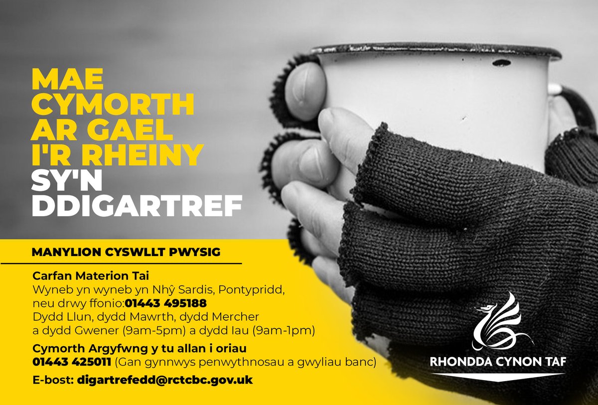 CyngorRhCT's tweet photo. Mae ein Canolfan Gymorth yma i helpu’r rheiny sy’n poeni am golli’u cartrefi oherwydd problemau megis cyllid, dyledion, hysbysiadau ymadael ac ati. Cysylltwch â ni cyn gynted ag y bo modd er mwyn manteisio ar yr ystod lawn o gymorth. Darllenwch yma: https://t.co/Lm2KirSSwq https://t.co/JRNnqgb8VE