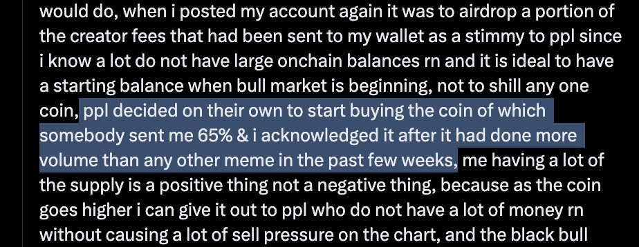 encigr's tweet photo. Ansem really told @WheelerrDealerr he endorsed $ANSEM because it "had done more volume than any other meme in the past few weeks."

Meanwhile it had done 3.93M USD in 11 days - roughly 300k/day (!) - before he touched it.

For reference the OG Ansem had 11 million volume in the same period, $Jotchua had 10 million and $TripleT 5.5 million. And i could probably find 50 more coins that beat it.

Like brother, we get it - the reply guys cheering everything you say for a shot at free money have gotten in your head, but you can't say shit like this and expect the rest of us to just nod along.