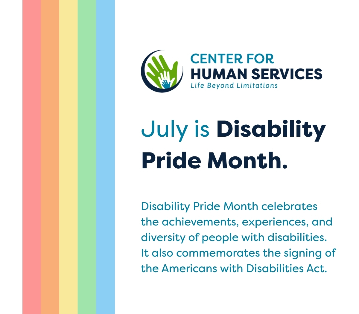 CHSMissouri's tweet photo. July is Disability Pride Month! 🎉

This month serves as a powerful reminder of the impactful opportunities we can create for everyone through inclusive and accessible spaces. 💚💙

#InclusionMatters #DisabilityPrideMonth #AccessibilityMatters https://t.co/h1lW3JParH