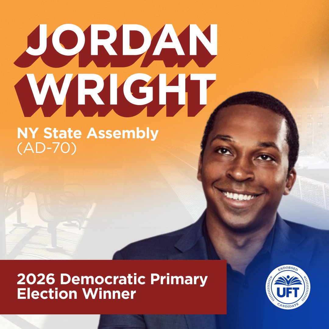 UFT_action's tweet photo. #Congratulations to @Wright4Harlem on winning the Democratic Primary Election in AD-70!

We’re excited to continue our great work together, fighting to improve public schools &amp; support our critical educators. 🗽🎉

#UFTVotes #UFTEndorsed #NYCLaborVotes https://t.co/YJsmE7nZR3