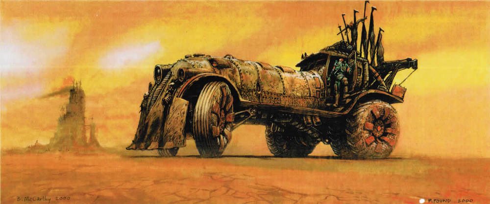 RetroReminiscer's tweet photo. Early concept artwork created by artist Peter Pound for the 2015 film, MAD MAX: FURY ROAD. https://t.co/eJPHshgSPR