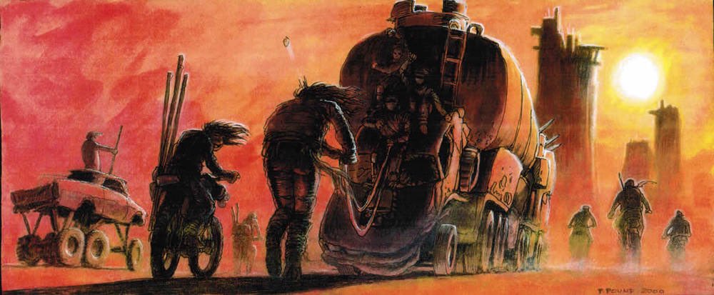 RetroReminiscer's tweet photo. Early concept artwork created by artist Peter Pound for the 2015 film, MAD MAX: FURY ROAD. https://t.co/eJPHshgSPR