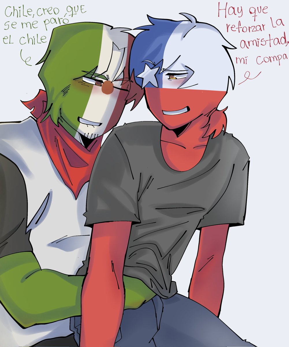 tropezandoo's tweet photo. Mechi(🇲🇽🇨🇱) Reforzando la amistad 👀🔥 #countryhumans #drawingart #Ship #Mexico #Chile https://t.co/1dcgbbH6LO