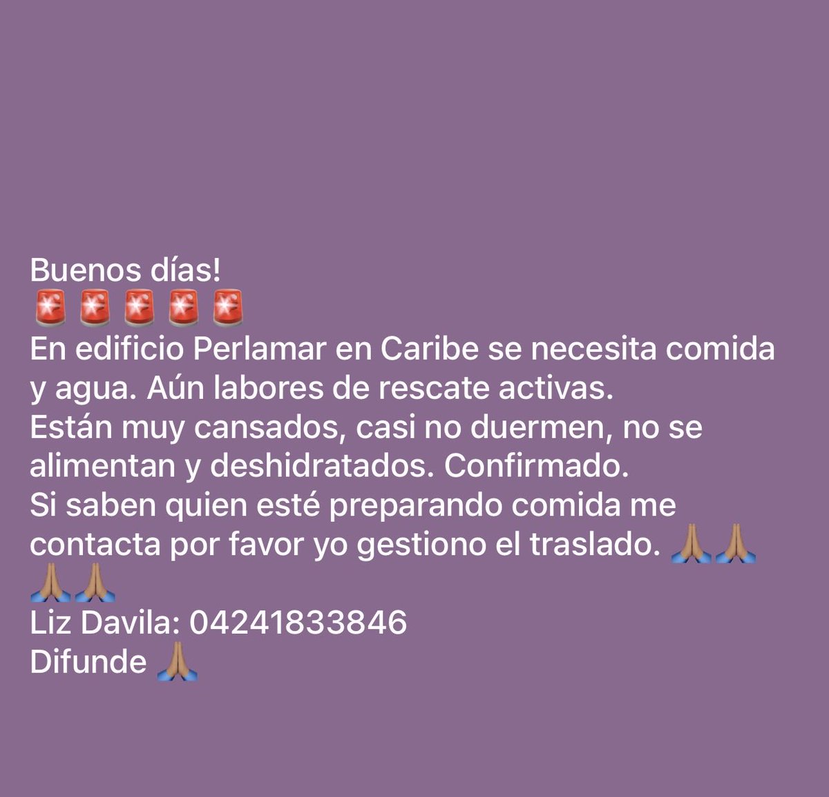 Danny_AWM's tweet photo. ‼️🚨 01 de Julio a las 10:09 am  
Seguimos en la búsqueda de los hermanos García,  en el Edificio Perlamar en Caraballeda. Solicitamos ayuda con comida e hidratación. También se necesita picos y palas pequeños para cavar en espacio reducido y alguien muy delgado para manipular esmeril #terremoto #perlamar