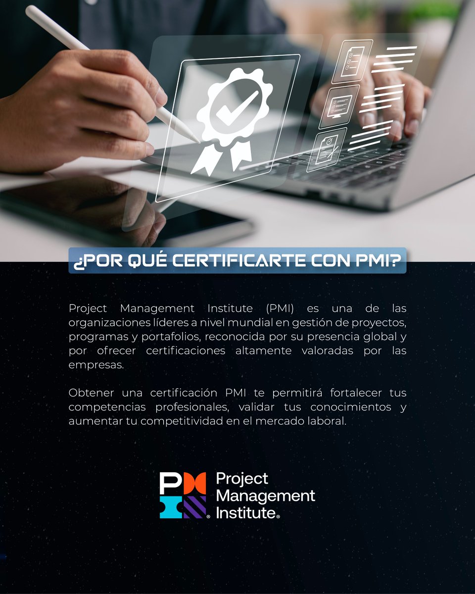 ITLARD's tweet photo. 🧑‍💻 Impulsa tu perfil profesional certificándote en gestión de proyectos.

Las credenciales PMI validan tus conocimientos bajo estándares globales, preparándote con las mejores prácticas para responder a las exigencias actuales del mercado laboral. https://t.co/5bldPaOTvu