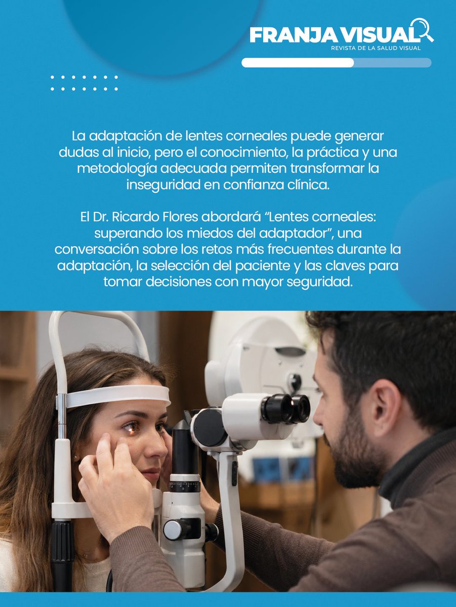 FranjaVisual's tweet photo. #Webinar Ricardo Flores abordará “Lentes corneales: superando los miedos del adaptador”, una conversación sobre los retos más frecuentes durante la adaptación.

Únete con #IACLE a las 11 a.m. (Hora Colombia)

🔴 En vivo: YouTube TVFranja
🔁 Retransmisión: 7:00 p.m por linkedin. https://t.co/eDDfKTAwKe