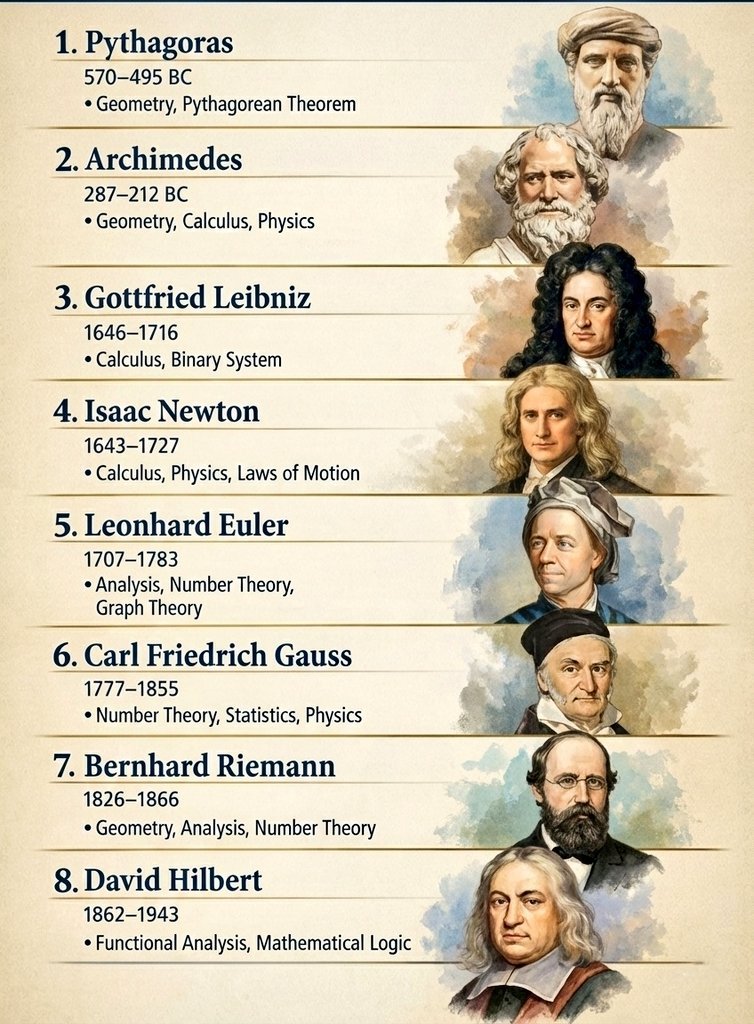 mathhub_vn's tweet photo. The great names in the history of mathematics https://t.co/PX34kYC6Fz