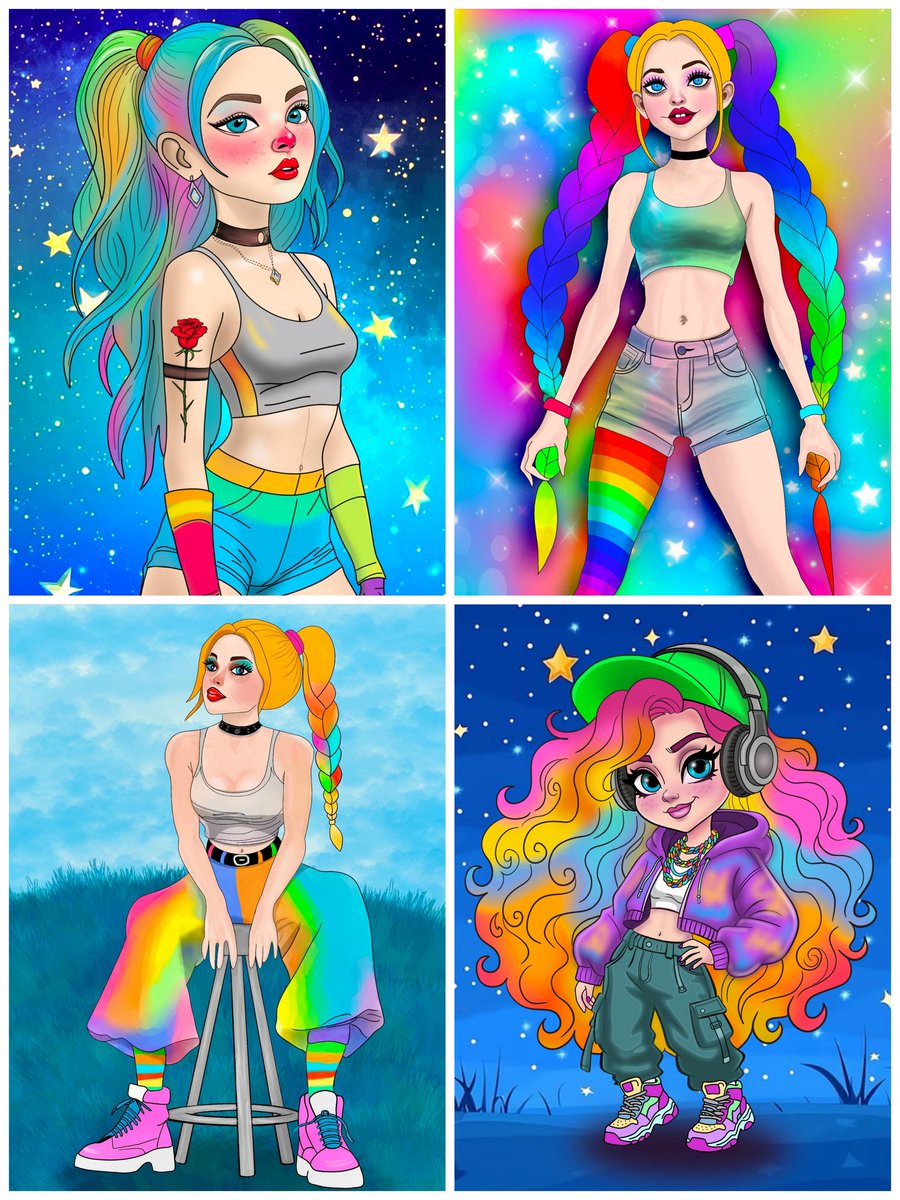 Ferezila's tweet photo. GE family  #digitaldrawings 

🌠🌹 Nova Rose 🌹🌠  [ 15 tezos ]
 
Rainbow Raya 🌈   [ 30 xtz ]

𝘼𝙚𝙩𝙝𝙚𝙧 𝙤𝙛 𝙀𝙡𝙮𝙨𝙞𝙖  [20 xtz ]

✨ Lumi Starweaver ✨   [ 8 tez ] https://t.co/w08xXw8K8y