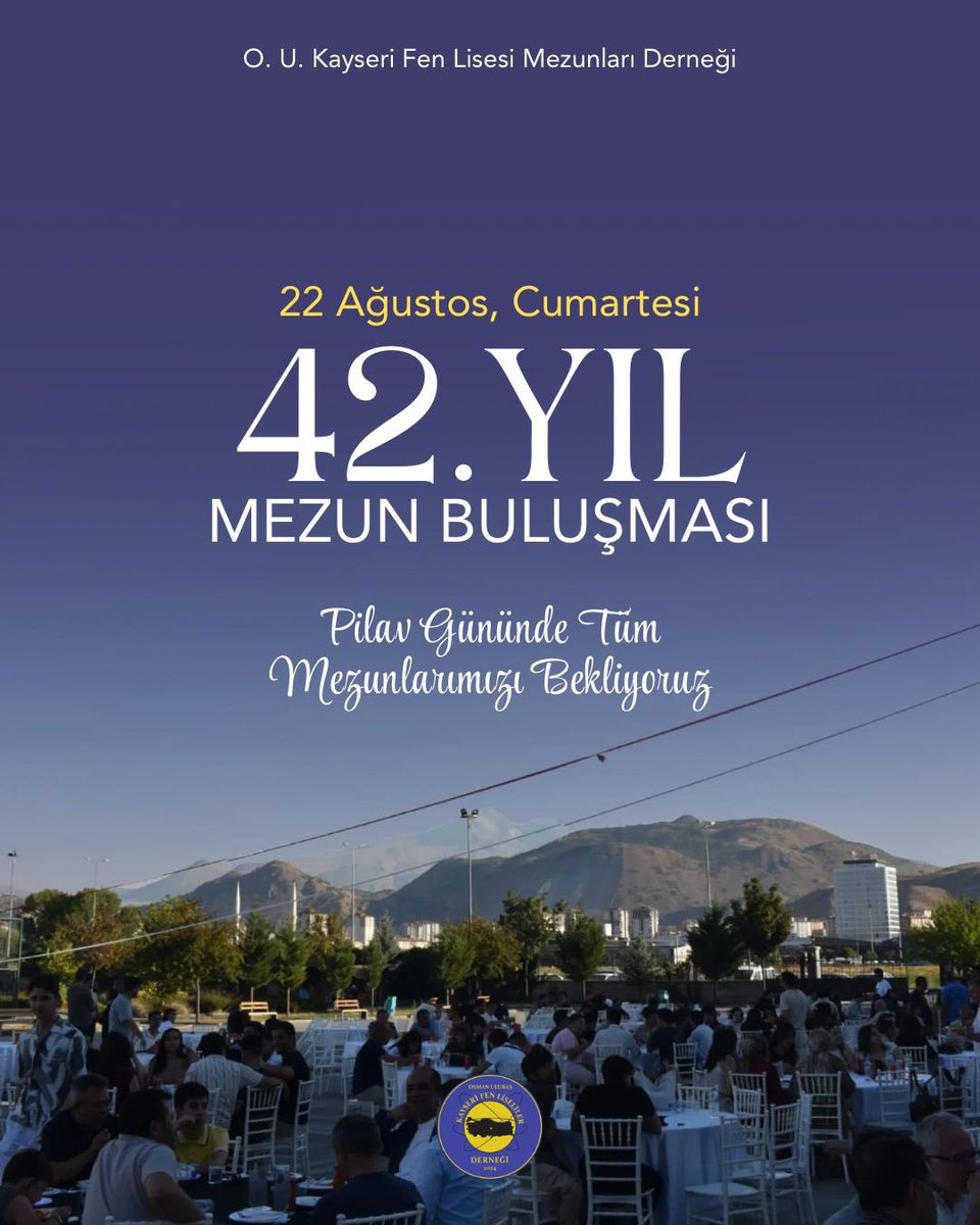 oukfldernek's tweet photo. Kayseri Fen Lisesi mezunları olarak 22 Ağustos, Cumartesi “Pilav Günü”nde bir araya geliyoruz!

📅 Tarih: 22 Ağustos,Cumartesi
🕟 Saat: 15.00
📍 Yer: Osman Ulubaş Kayseri Fen Lisesi 

 Katılım için formu doldurmayı unutmayınız!
https://t.co/N6otRlgf0u https://t.co/9nKUvcw04o