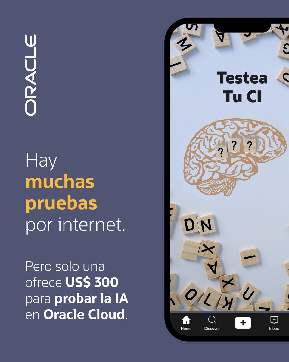 OracleLatam's tweet photo. Tu CI está por encima del promedio. El test de internet ya lo confirmó. 

Ahora pon esa inteligencia a trabajar de verdad: en el Modo Gratuito de Oracle Cloud tienes US$ 300 en créditos para probar LLMs, visión computacional y mucho más. Demuéstralo en la práctica: https://t.co/vRZdlsByOl

#OracleCloud #ModoGratuito #IA #LLM #OCI