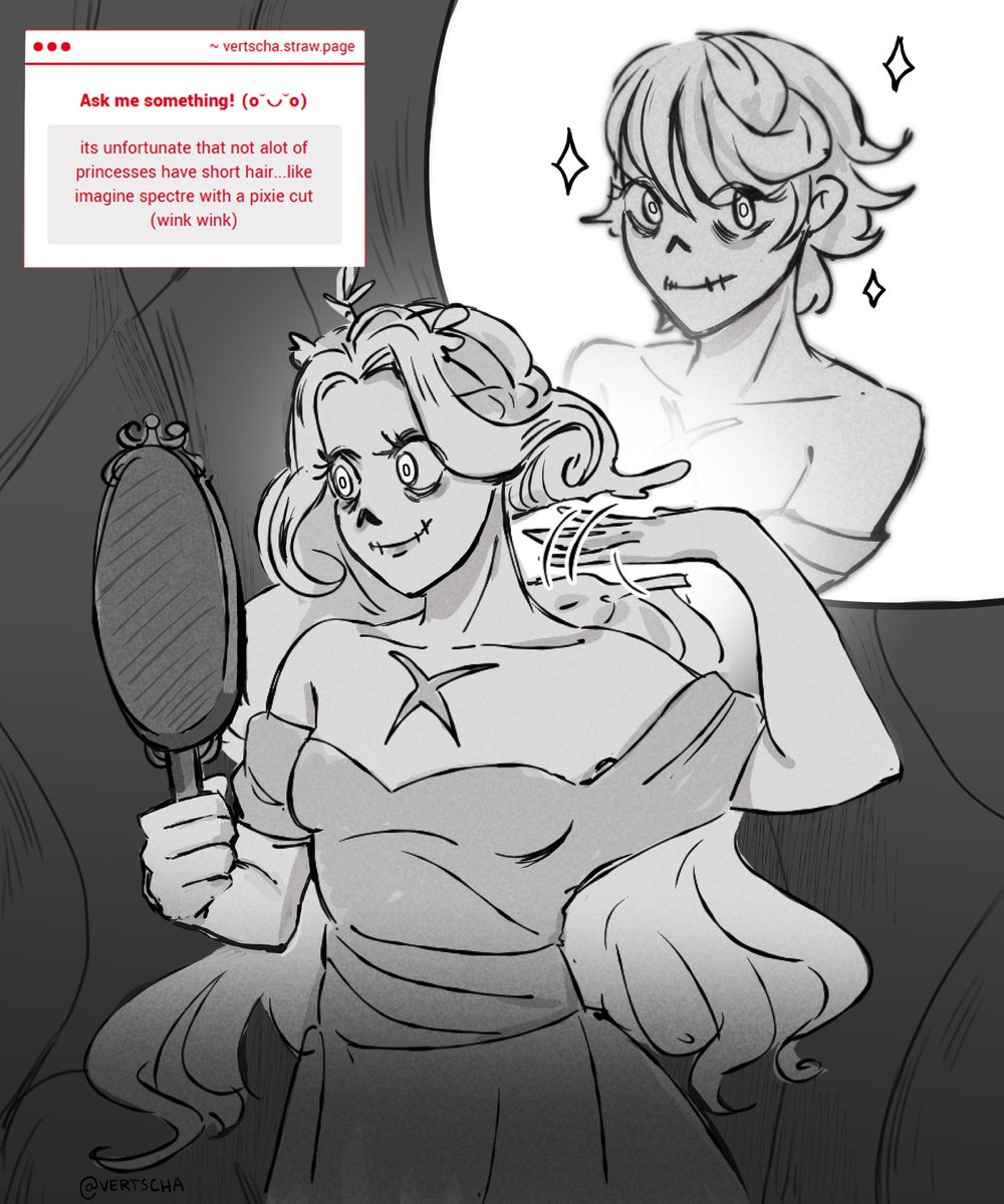vertscha's tweet photo. I like to think Spectre can reshape her ghost hair into whatever hairstyle she wants https://t.co/AaQ8fVHCJR